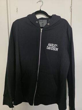 Harley-Davidson Black Zip Hoodie with White Logo